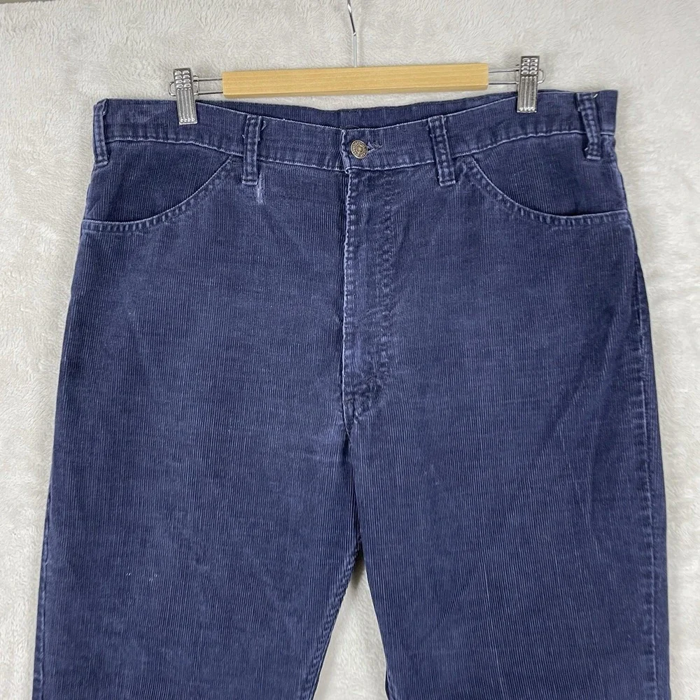 Vtg Levis 646 Bell Bottom Pants Mens 36x28 Corduroy Navy Blue 70s TALON *read*